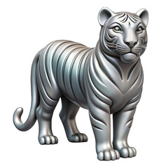 Fototapeta premium 3d white tiger sculpture isolated on transparent background