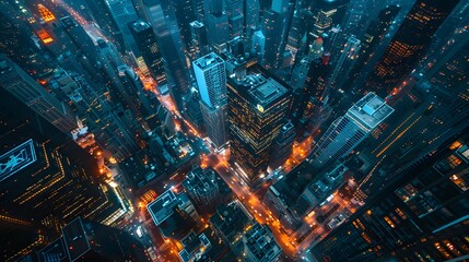 Obraz premium Vibrant Metropolitan Night City View