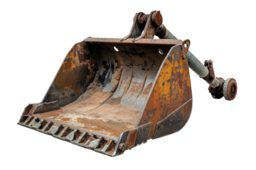 Excavator bucket tool on transparent background