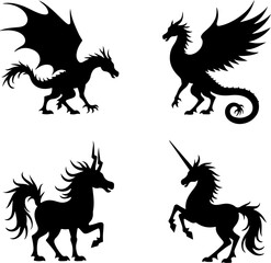 Fototapeta premium dragon, phoenix, tattoo, design vector bundle