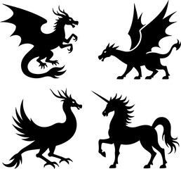 Fototapeta premium dragon, phoenix, tattoo, design vector bundle