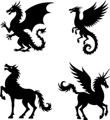 Fototapeta premium dragon, phoenix, tattoo, design vector bundle