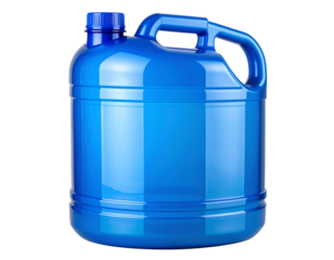 Side View of Large Blue Water Container with Screw Cap and Vertical Ridges, Glossy Finish, Isolated