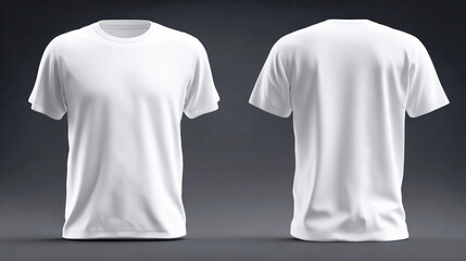 3D realistic white T-shirt, front and back view on an isolated background.