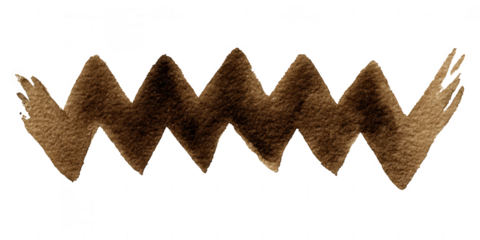 A brown zigzag brush stroke isolated on transparent background