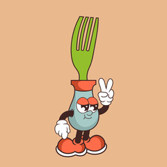 Retro character design of cool fork