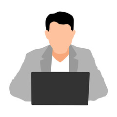 llustration of Professional Business Man and Woman with Laptop – Modern Flat Design Style