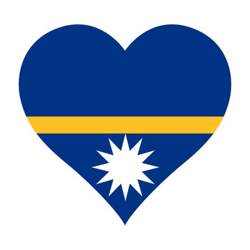 Nauru flag heart shaped icon digital vector illustration. National flag of Nauru. Love flag icon.