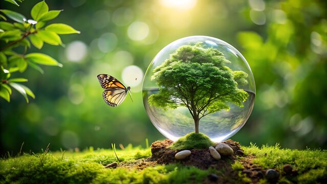 green grass and butterfly - Powered by Adobe