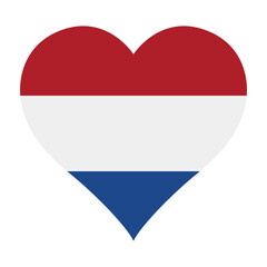 Netherlands flag heart shaped icon digital vector illustration. National flag of Netherlands. Love flag icon.