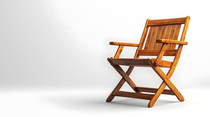 Foldable wooden chair on a white background