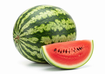 Summer watermelons and melons, Whole Watermelon and Slice: A Summer Delight.