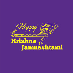 Happy Krishna Janmashtami, Greeting background for Hindu festival Krishna Janmashtami (birth of Lord Krishna). Vector illustration.