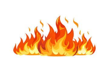 Bright orange and yellow flames against a black background