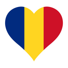 Romania heart shaped flag icon digital vector illustration. National flag of Romania. Love flag icon.