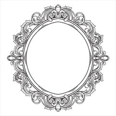 Ornate Circular Frame Elegant Decorative Border with Floral Scrollwork