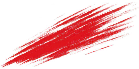 A vibrant red brush stroke isolated on transparent background