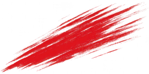 A vibrant red brush stroke isolated on transparent background