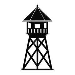 Watch Tower Silhouette Black Vector Security Observation Military Surveillance Defensive Lookout Structure
