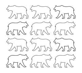 Walking Bear Outline Icons - Wildlife Silhouettes Pack

