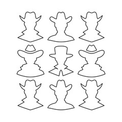 Fototapeta premium Western Man Profile and Ambiguous Face Vector Art 