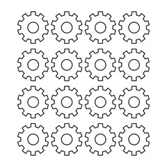 Collection of Cogwheel Line Art Vector Illustrations
