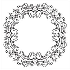 Ornate Circular Frame Elegant Decorative Border with Floral Scrollwork