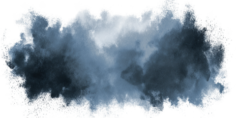 Dark blue smoke cloud isolated on transparent background