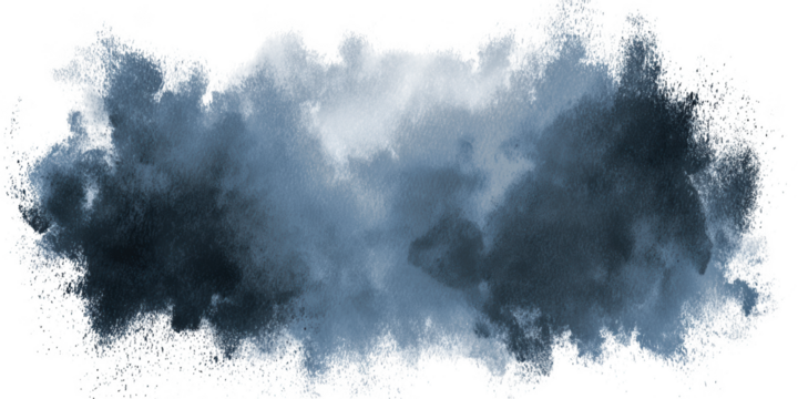 Dark blue smoke cloud isolated on transparent background