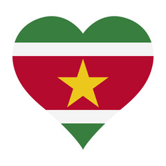 Suriname heart shaped flag icon digital vector illustration. National flag of Suriname.