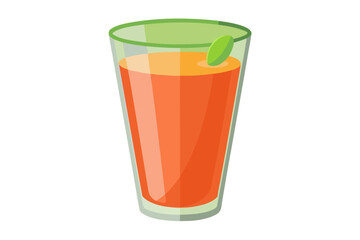Download this vibrant and refreshing orange juice vector illustration featuring a tall glass filled with bright orange juice and garnished with a lemon slice.