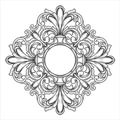 Ornate Circular Frame Elegant Decorative Border with Floral Scrollwork