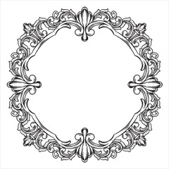 Ornate Circular Frame Elegant Decorative Border with Floral Scrollwork