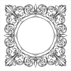 Ornate Circular Frame Elegant Decorative Border with Floral Scrollwork