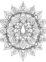 Intricate mandala coloring page design, perfect for relaxation and creativity