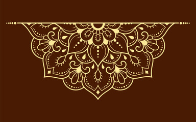 Circular pattern in form of mandala with flower for Henna, Mehndi, tattoo, decoration. Decorative ornament in ethnic oriental style. Outline doodle hand draw vector illustration.