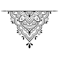 Circular pattern in form of mandala with flower for Henna, Mehndi, tattoo, decoration. Decorative ornament in ethnic oriental style. Outline doodle hand draw vector illustration.