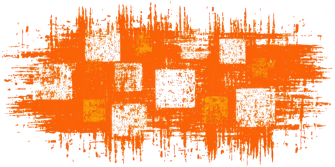 Orange brush strokes form a distressed grid pattern