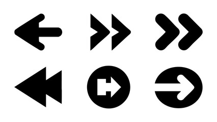 A diverse collection of black arrow icons on a white background