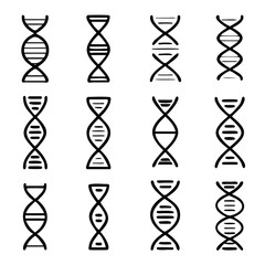 DNA icons set, deoxyribonucleic acid symbol, Structure molecule chromosome, genetic sign, medical genetics molecule business concept, vector illustration