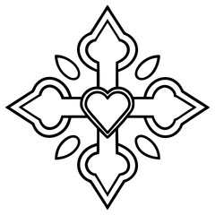 Fototapeta premium Christian Heart & Cross Linear Icon Design