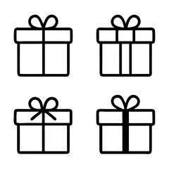 Gift box icon in line style. isolated on white background. Vector illustration.