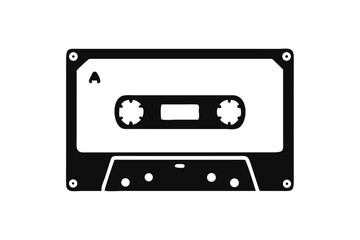 Old music cassette tape icon in flat style, isolated on white background, Retro music audio cassette, vector illustration