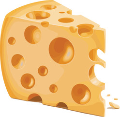 Close-up of yellow Swiss cheese with holes, dairy product, tasty cheese slice, dairy food, cheese wedge, healthy snack, creamy texture, delicious cheese, food ingredient