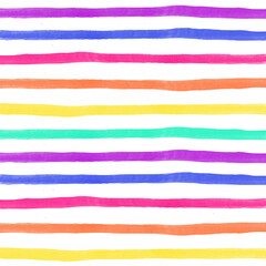 Hand painted watercolour rainbow coloured stripes background