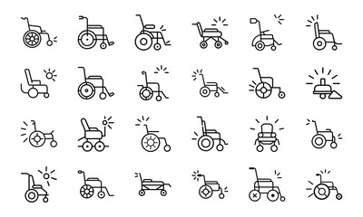 Medical Healthcare Line Art Icons Collection: Syringe, Stethoscope, Hospital Equipment, Organ, and Doctor Symbols with Outline Style and Subtle Glow