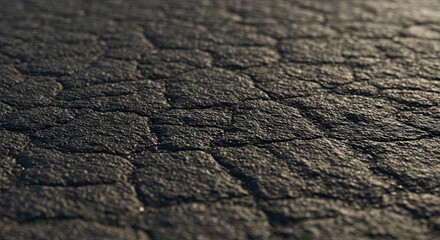 Obraz premium Dry cracked asphalt surface under sunlight