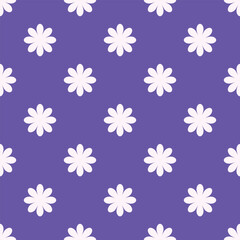 Vector flower pattern with white daisy flowers on a purple background