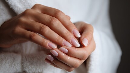 First-Person View of Hands Moisturizing Cuticles Post-Manicure