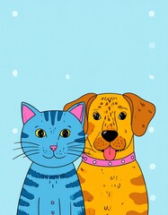 Colorful Cartoon Pets: A Vibrant Collection of Whimsical Cats and Dogs